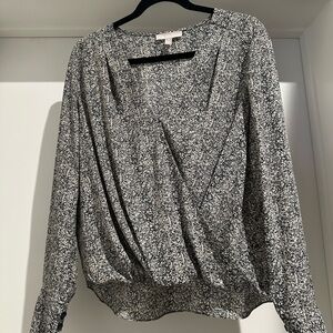 Chelsea28 Black and White Patterned Blouse